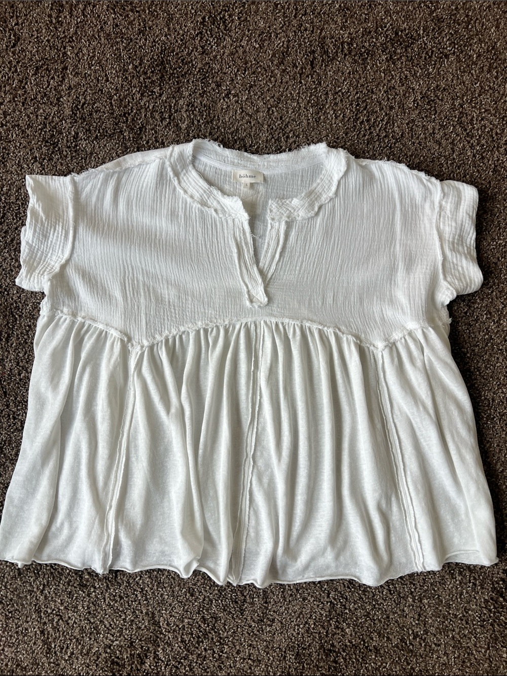 bohme White Short-Sleeve Peplum Blouse